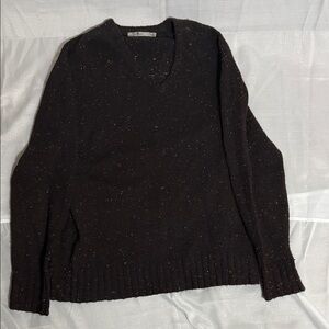 7 For All Mankind Dark Brown V-Neck Sweater